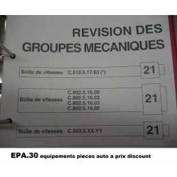 RTA CATALOGUE MANUEL ALFA REVISION BOITE DE VITESSES - PA49410 - EPA30