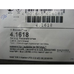 CABLE FREIN AR NISSAN INTERSTAR OPEL MOVANO A RENAULT MASTER 2  - EPA30
